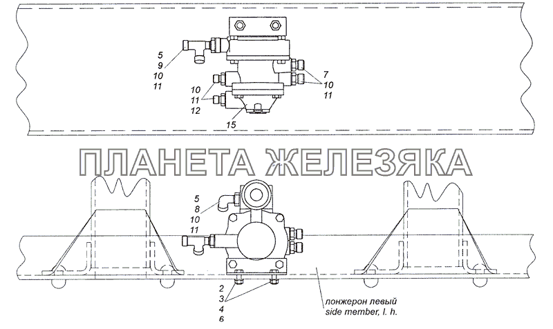 4308-3500022-10 Установка клапана управления тормозами прицепа КамАЗ-4308 (2008)